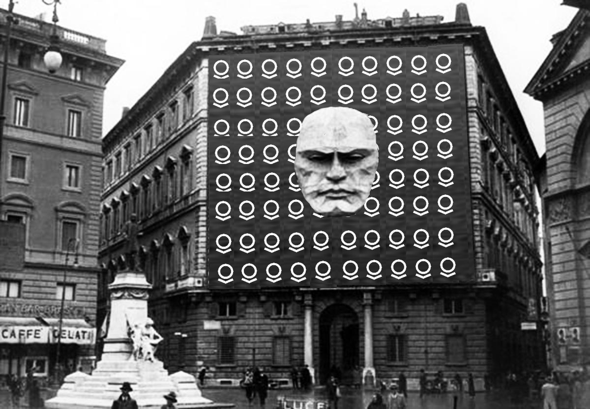 Mussolini's Fascism party headquarters with Palantir logos
